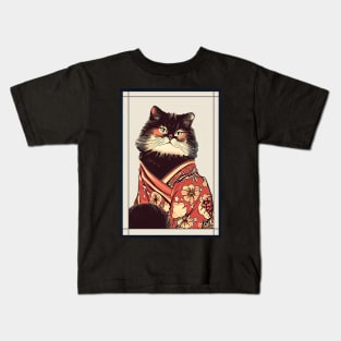 Persian cat Japanese with kimono vintage Kids T-Shirt